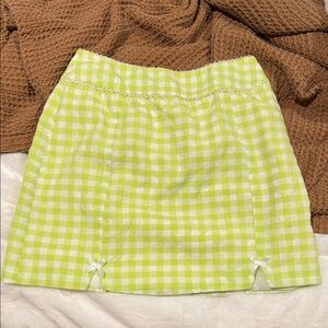 For Love And Lemons Lime Checkered Mini Skirt